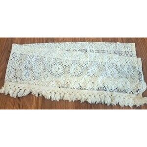 Ivory Lace Valance Daisy Floral Fringe Coquette Cottage Country Farmhouse 55x11